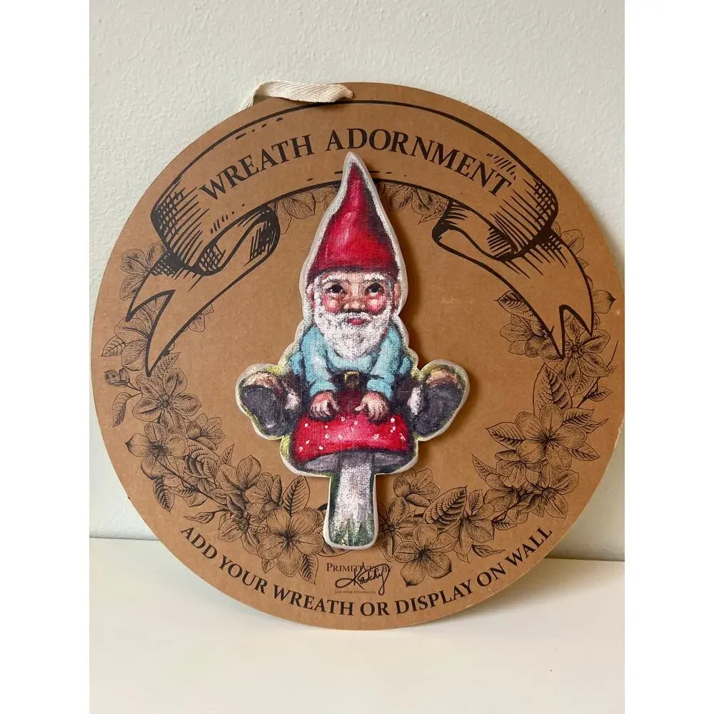 Primitives by Kathy Gnome on a Mushroom Wreath Insert NEW, Lot of 2